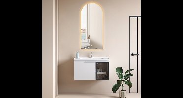 Badkamerspiegel met LED Verlichting en Verwarming 45x100cm - Afimona Archtoog - Randloos - Wandspiegel Ovaal - Touch Bediening - Dimbaar - Aanpasbare Lichtkleur