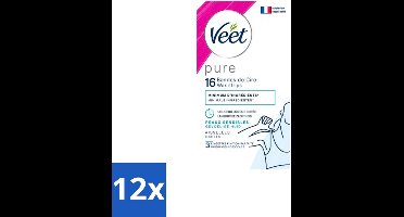 Veet - Ontharingsstrips - Oksels - Hypoallergene Minima - 16 Strips - Voordeelverpakking - 12 stuks