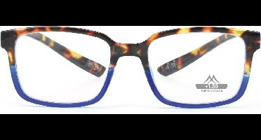 Montana MNR2A Leesbril met lange poten - Tortoise met blauw +2.00 - Nekhanger - Rechthoekig