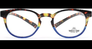 Montana MNR1A Leesbril met verlengde poot - Tortoise met blauw +2.00 - Rond - Nek