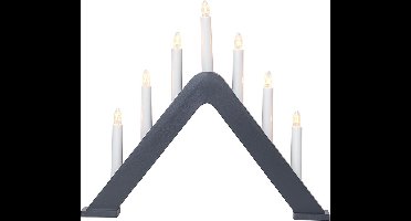 Star Trading 'Jarve' houten kaarsenboog, 7-lamps, vervangbare E10-lichtbronnen, donkergrijs, warm wit, H 36 cm, B 41 cm