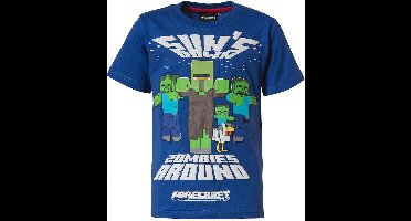 Minecraft t-shirt - blauw - Maat 140/10 jaar
