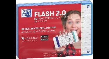 Oxford Flash 2.0 - Flashcards - Geruit 5mm - A6 - Turquoise rand - 80 stuks