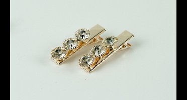 Duckklem rosékleurig 3 strass stenen
