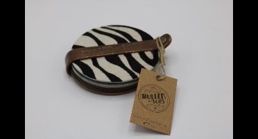 Muller & Sons Leren onderzetters - diverse prints - 6 stuks - Cadeauset