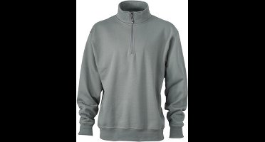 James and Nicholson Uniseks werkkleding Half Ritssweatshirt (Donkergrijs)