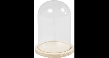 Klok op houten voet. H: 9.5 cm. d 6 cm. gatgrootte 3 mm - 1 st