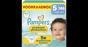 Pampers Premium Protection Maat 5 - 186 Luiers - 11kg-16kg - Voorraadbox