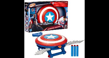 Marvel Studios Captain America Brave New World NERF Skyshot-blaster, schild-rollenspelspeelgoed