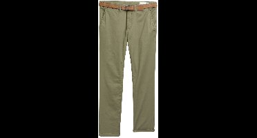 Tom Tailor Denim - Slim chino broek met riem - Maat 33/32 - tree moss green
