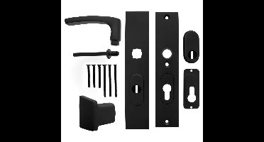 Veiligheidsgarnituur - Zwart - Aluminium - Starx - Starx Deurklink en op SKG*** met kerntrekbeveiliging 245x50mm PC55/72 zwart