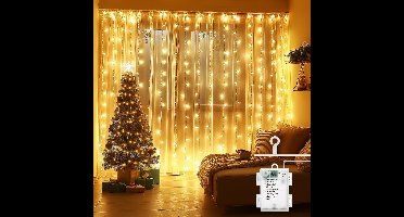 Aigostar 10BZE - LED Lichtgordijn Sfeerverlichting - 200 LED - IP44 - Op Batterijen - LED Kerstverlichting Lichtgordijn - Wit