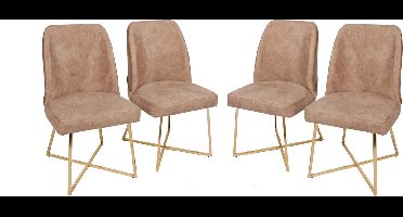 Skye Decor, Stoelenset (4 stuks), Madrid 913 V4, Metaal, Goud & Bruin, 50 x 49 x 90 cm