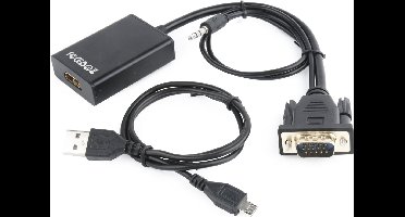 VGA + 3,5mm Jack naar HDMI adapter met HDCP / zwart - 0,15 meter