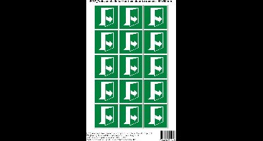 Pictogram sticker E057 Trek aan de linkerkant om deur te openen - 50x50mm 15 stickers op 1 vel