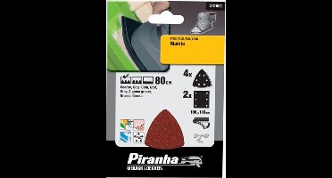 Piranha schuurstrookset, 80G/K (6 st.)