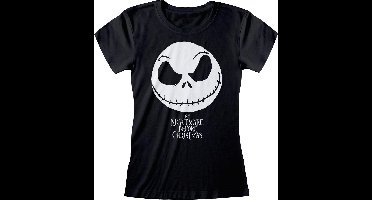 Nightmare Before Christmas - Jack Face & Logo Fitted T-Shirt Zwart