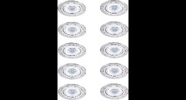 10x V-TAC - LED Inbouwspots - Geborsteld aluminium - 3000K warm wit - 450 lumen - 6.5 Watt - Dimbaar en kantelbaar - GU10 - IP20 - Ronde plafondspots (Ø75 mm) - Spotjes verlichting - voor woonkamer, gang en slaapkamer/30000h