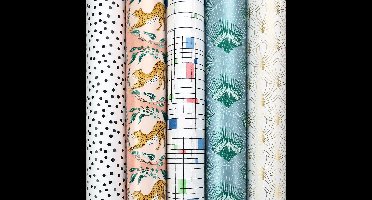 CHARLOTTE assortiment cadeaupapier inpakpapier - 200 x 70 cm - 6 rollen