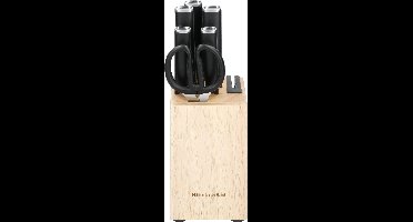 Messenset met slijper en blok van rubberhout, 6-delig, Japans 420J2-staal - KitchenAid