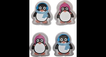 Handwarmer - Herbruikbaar - Pinguins - Voordeelset 4 Stuks !! - 2x Rose.- 2x Blauw