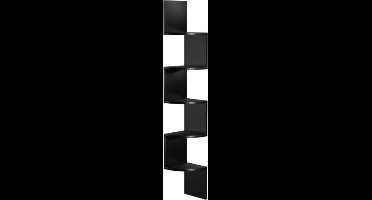 Hoppa! Zigzag Hoekkast - Wandplank - Wandkast - Zwart - Kunststof - 20x20x127,5 20 cm (BxDxH)