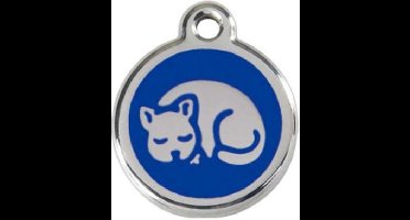 Dierenpenning-kat afdruk-groot-blauw-28mm-Hondenpenning.nl