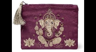 Etui fluweel paars met Ganesha – 20 cm x 15 cm