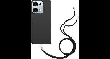 Just in Case hoesje met koord geschikt voor Oppo A6 Pro Hoesje met Koord - Flexibele Case - Zwart