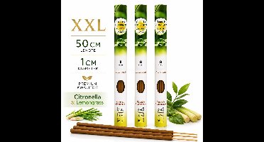 Citronella & Lemongrass Wierookstokjes – Set van 3 Kokers – 24 Stokjes van 50 cm – Helpt Muggen op Afstand Houden – Tuinwierook voor Terras, Balkon & Camping