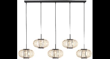 Hanglamp - naturel zwart - Silva - bamboe metaal - grote eettafellamp - E27 - 4529ZW - Mexlite