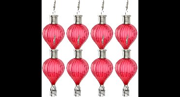 Cepewa LED ballonhanger - 8x - rood - H17 cm - luchtballon - tuinverlichting/buitenlamp