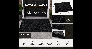 Wicotex - Deurmat - kokosmat - Kleur zwart - Afmeting 80x120cm
