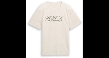 Tom Tailor - T-shirt met logoprint - Maat XL - Gardenia White