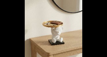 Skye Decor, Snuisterij, Cutie Bear, Kunststof, Wit & Goud, 14 x 14 x 16 cm