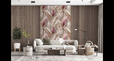 Behang - Fotobehang Pampasgras - Pluizig - Kleurrijk - Breedte 145 cm x hoogte 220 cm