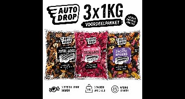 Autodrop - Snoep - 3 x 1 Kilo - Alles Proever - Complete Pakket - 1 Kilo Total Loss - 1 Kilo Zot Zoete Zacht Wagens - 1 Kilo Beroemde Bosvruchtrode Cadillacs - Wichtgoed - Try Out - Liefhebber - Drop - Cadeau