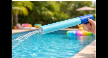 Eddy Toys Waterpistool van foam 54 cm - 5x - waterspuiten klein model - spuit 10 meter ver - blauw - water speelgoed