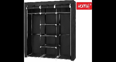 Hoppa! Stoffen Garderobekast - kledingkast - Zwart - 151 x 46 x 176 cm (B x D x H)
