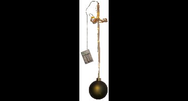 Star Trading Batterijgevoede kerstlamp 'Bliss' met kerstbal, 16 dauwdruppel-LED's, timer, groen, Ø 10 cm