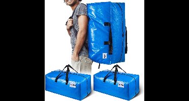 Boraboi ® Extra Grote Multifunctionele Opbergtassen met Sterke Ritssluiting en Handvatten voor Verhuizen en Opslag (2-pack)