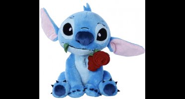 Stitch met Roos - Disney Lilo & Stitch Pluche Knuffel 26 cm - Disney Plush Toy - Speelgoed knuffeldier knuffelpop voor kinderen jongens meisjes - Knuffels Stitch Angel Leroy