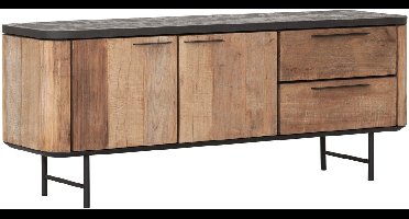 DTP Home TV stand Soho small, 2 doors, 2 drawers,60x150x40 cm, Recycled teakwood and mortex