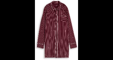 Tom Tailor - Nachtjapon met streepmotief - Maat 42 - red-medium-stripes