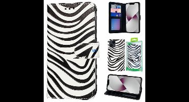 Green On 3D Print Wallet Case Black Zebra Skin OnePlus Ace - Zwart