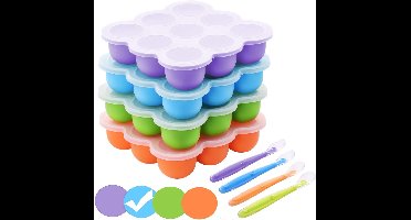 Bewaren van Babyvoeding van Siliconen, Babyvoeding Invriezen Container met Luchtdicht Deksel, Bpa-Vrij Stapelbaar Vriezer Tray voor Zelfgemaakte Babypap, Groenten, Fruitpuree, Moedermelk (Blauw)