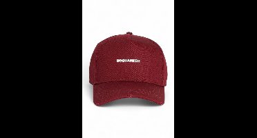 Dsquared2 pet rood met wit logo en distressed klep unisex - One Size