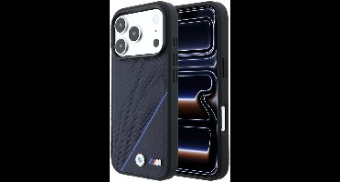 BMW Backcase hoesje geschikt voor Apple iPhone 18 Pro/17 Pro - Effen Donkerblauw - Leer