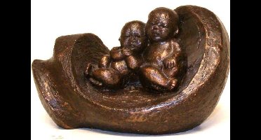 Tweeling geboorte - 11x8x7 cm - Neolith - Brons kleurig - Gezins beeld