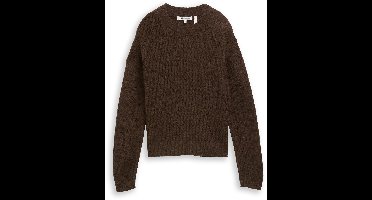 Tom Tailor Denim - Lichtgewicht gebreide trui met alpaca-aandeel - Maat XL - cool dark brown melange